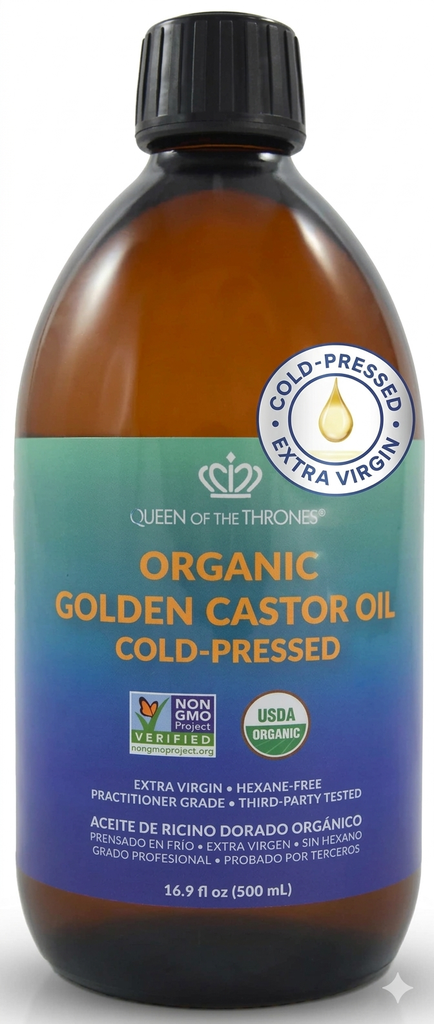 Organic Cold-Pressed Castor Oil 16oz (Glass Bottle)