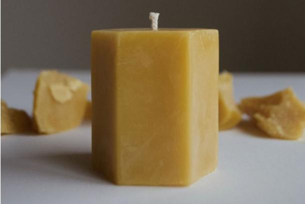 Hexagon 3" Pillar Beeswax Candle 1ct