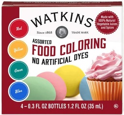 Assorted food coloring, 4 pack .30oz