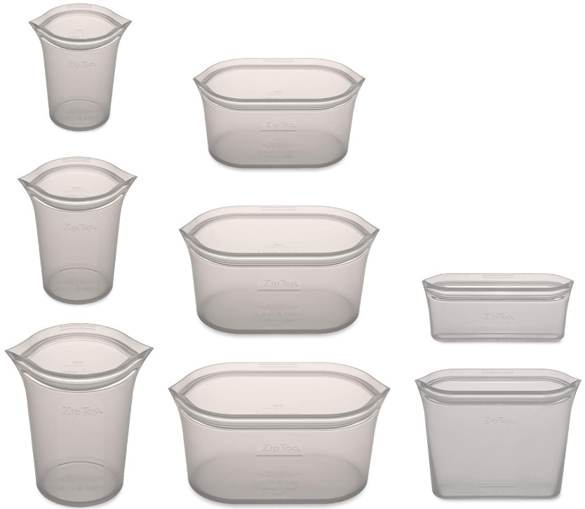 Silicone Containers, Set of 8- Gray 