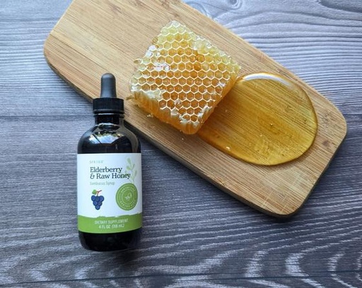 Raw Elderberry and Honey Sambucus Syrup