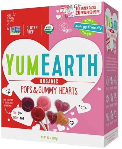 [772175] Organic Valentine's Gummy Fruits & Lollipops Variety Pack